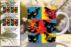 Dynamic Cat Designs: Colorful Mug Wrap Product Image 1