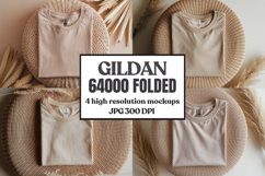 Gildan 64000 Folded Tshirt Mockup , Folded Tee Flat Lay Product Image 1