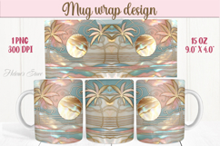 Summer beach palm tree mug wrap 15oz sublimation designs png Product Image 1