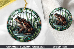 Cute Frog Stained Glass Ornament PNG, Digital Download File Product Image 1