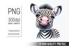 Cute Zebra, Animal Sublimation Clipart PNG Product Image 1