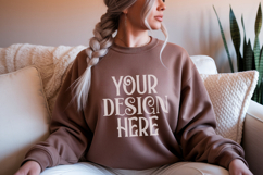 Dark Chocolate Gildan 18000 Sweatshirt Mockup,G18000 Crewnec Product Image 1