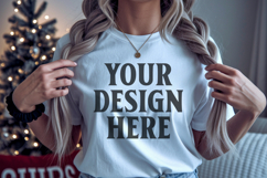 Christmas Bella Canvas 3001 White Shirt Mockup ,Trandy mock Product Image 1