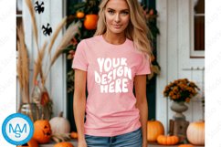 Pink women Tshirt Mockup, Halloween tshirt mockup Product Image 1