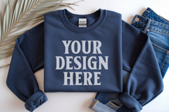 Dark Navy Gildan 18000 Folded Flat Lay Mockups Product Image 1