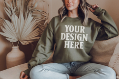 Military Green Gildan 18500 Hoodie Mockup, G18000 Hoodie Mod Product Image 1