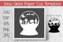 Christmas Town Snow Globe Paper Cut Template with Santa Product Image 1