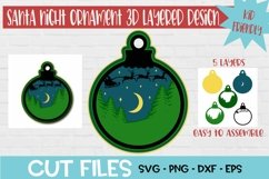 3d Layered Christmas Ornament Santa Night Sky Scene Design Product Image 1