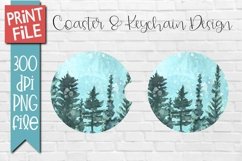 Christmas Trees Car Coasters and Round Keychain Sublimation Product Image 1