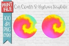 Bright Tie Dye Car Coaster Round Keychain Sublimation Product Image 1