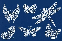 Butterflies and dragonflies silhouettes for paper cut Product Image 3
