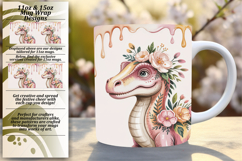 Flawless 11oz Mug Wrap Png Artwork , Cute Dino Product Image 1