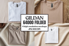Gildan 64000 Folded Tshirt Mockup , Folded Tee Flat Lay Product Image 1
