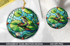 Cute Frog Stained Glass Ornament PNG, Digital Download File Product Image 1