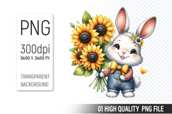 Cute Bunny, Animal Sublimation Clipart PNG Product Image 1