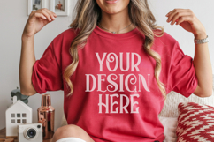 Christmas Gildan 18000 Red Crewneck Sweatshirt Mockup Product Image 1