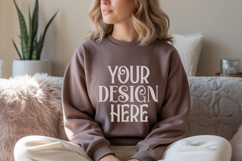 Dark Chocolate Gildan 18000 Sweatshirt Mockup,G18000 Crewnec Product Image 1