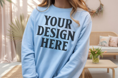 Light Blue Gildan 18000 Crewnwck Sweatshirt Mockup, gildan Product Image 1