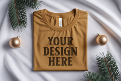 Christmas Bella Canvas 3001 Heather Mustard Folded Tshirt Mo Product Image 1