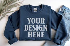 Dark Navy Gildan 18000 Folded Flat Lay Mockups Product Image 1