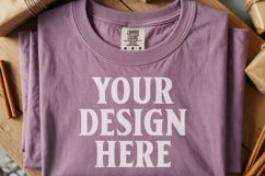 Orchid Comfort Colors 1717 Christmas Folded T-Shirt Mockup Product Image 1