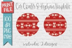 Car Coasters and Keychain Sublimation Retro Christmas Aztec Product Image 1