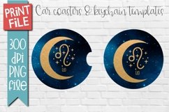 Zodiac Leo Car Coasters and Keychain Sublimation Design Product Image 1