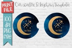 Zodiac Sagittarius Car Coasters and Keychain Sublimation Des Product Image 1