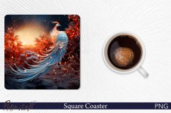 Phoenix Square Coaster | Mythical Bird Design PNG Product Image 1