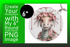 Vibrant Circle PNG Coaster Artwork , Cute Dino Product Image 1