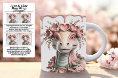 Eye-Catching 15oz Mug Wrap Png Template , Cute Dino Product Image 1
