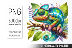 Cute Chameleon, Animal Sublimation Clipart PNG Product Image 1