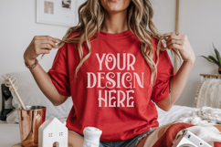 Christmas Gildan 18000 Red Crewneck Sweatshirt Mockup Product Image 1