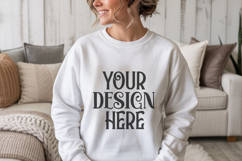 White Gildan 18000 Crewneck Sweatshirt Mockups,G18000 Product Image 1