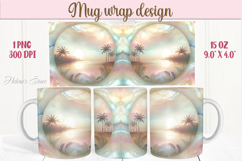 Summer beach palm tree mug wrap 15oz sublimation designs png Product Image 1