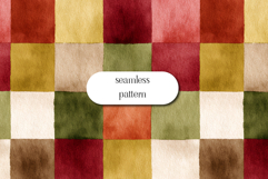 Watercolor Checkered Plaid Pattern in Autumn Colors Seamless Product Image 1