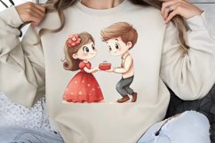 Cute Watercolor Valentines Day Clipart PNG Product Image 1