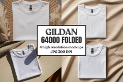 Gildan 64000 Folded Tshirt Mockup , Folded Tee Flat Lay Product Image 1