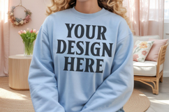 Light Blue Gildan 18000 Crewnwck Sweatshirt Mockup, gildan Product Image 1