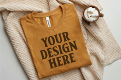 Christmas Bella Canvas 3001 Heather Mustard Folded Tshirt Mo Product Image 1