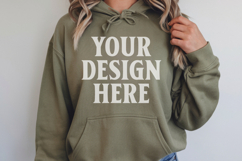 Military Green Gildan 18500 Hoodie Mockup, G18000 Hoodie Mod Product Image 1