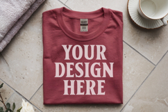 Red Gildan 5000 Flat Lay Tshirt Mockup, G5000 mockups Product Image 1