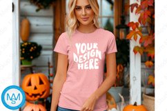 Pink women Tshirt Mockup, Halloween tshirt mockup Product Image 1