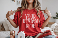 Christmas Gildan 18000 Red Crewneck Sweatshirt Mockup Product Image 1