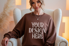 Dark Chocolate Gildan 18000 Sweatshirt Mockup,G18000 Crewnec Product Image 1