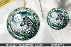 Zebra Stained Glass Ornament PNG, Sublimation PNG Design Product Image 1