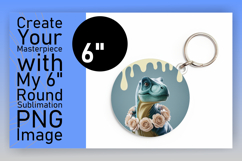 Trendy Round Design for Keychain Art , Cute Dino Product Image 1