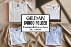 Gildan 64000 Folded Tshirt Mockup , Folded Tee Flat Lay Product Image 1