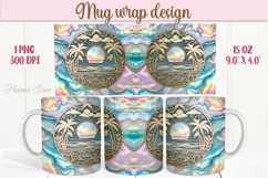 Summer beach palm tree mug wrap 15oz sublimation designs png Product Image 1