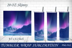 Tumbler wrap with mountain scene and northern lights Product Image 1